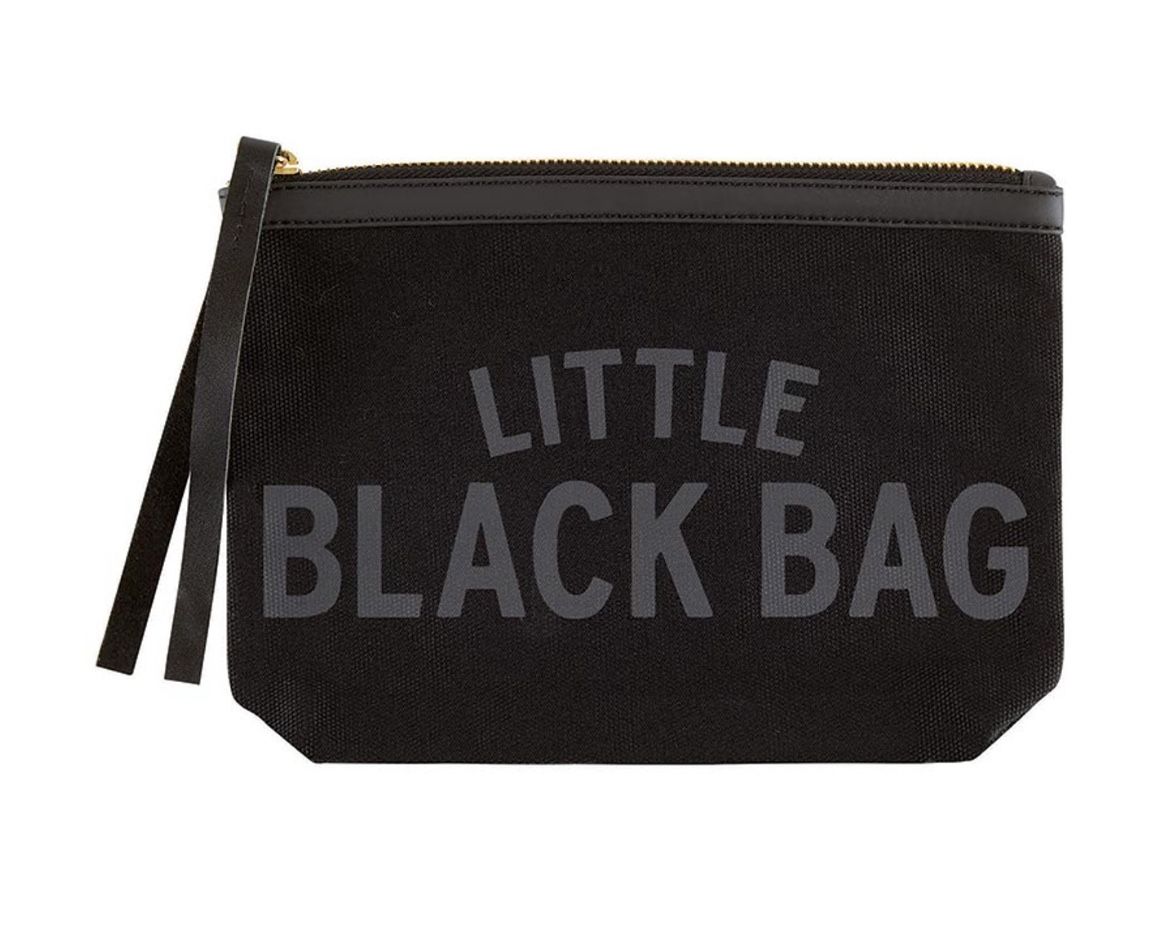 Black Canvas Pouch - Little Black Bag, 9”x6”, NEW