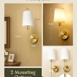 Battery Operated Wall Sconces Set of 2, Bronze Cordless Wall Lights with Rechargeable Magnetic Bulbs and Remote, Dimmable & 15 RGB Colors Wall Lamps f