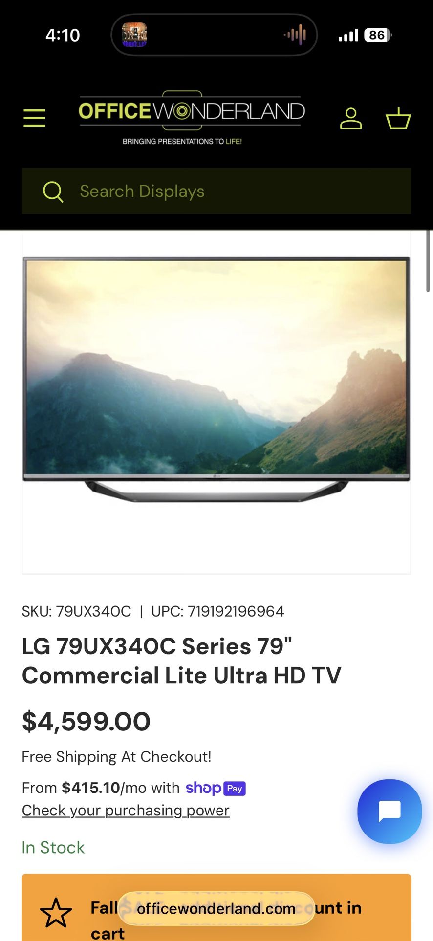USED Series 79’ Commercial Lite Ultra HD TV 