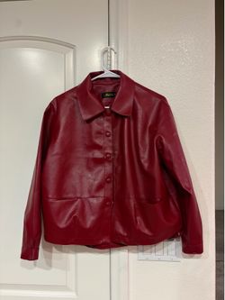 Red Faux Leather Shacket Size M