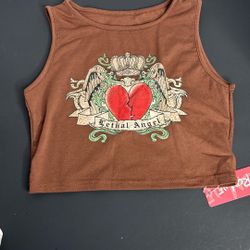 Romwe Juniors Brown Tank Top NWT Lethal Angel Medium