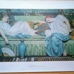 Vintage 1990s Fine Art Offset Lithograph Poster: "Apples" by Albert Joseph Moore