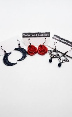 Gothic Dangle Earrings Set of 3 Pairs