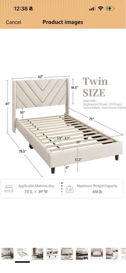 Twin Size Upholstered Platform Bed Frame