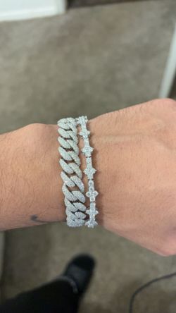 Cuban link bracelet and cross tennis bracelet combo