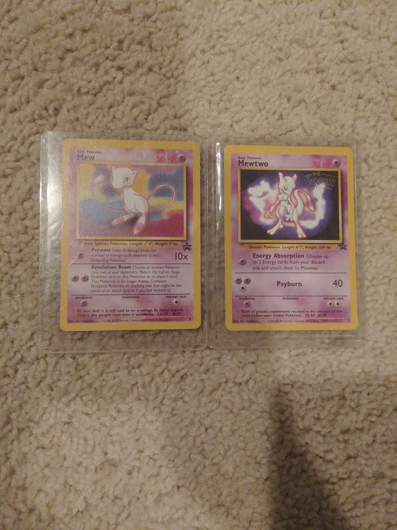 Original 1999 Promo Mew And Mew two Pokemon Cards