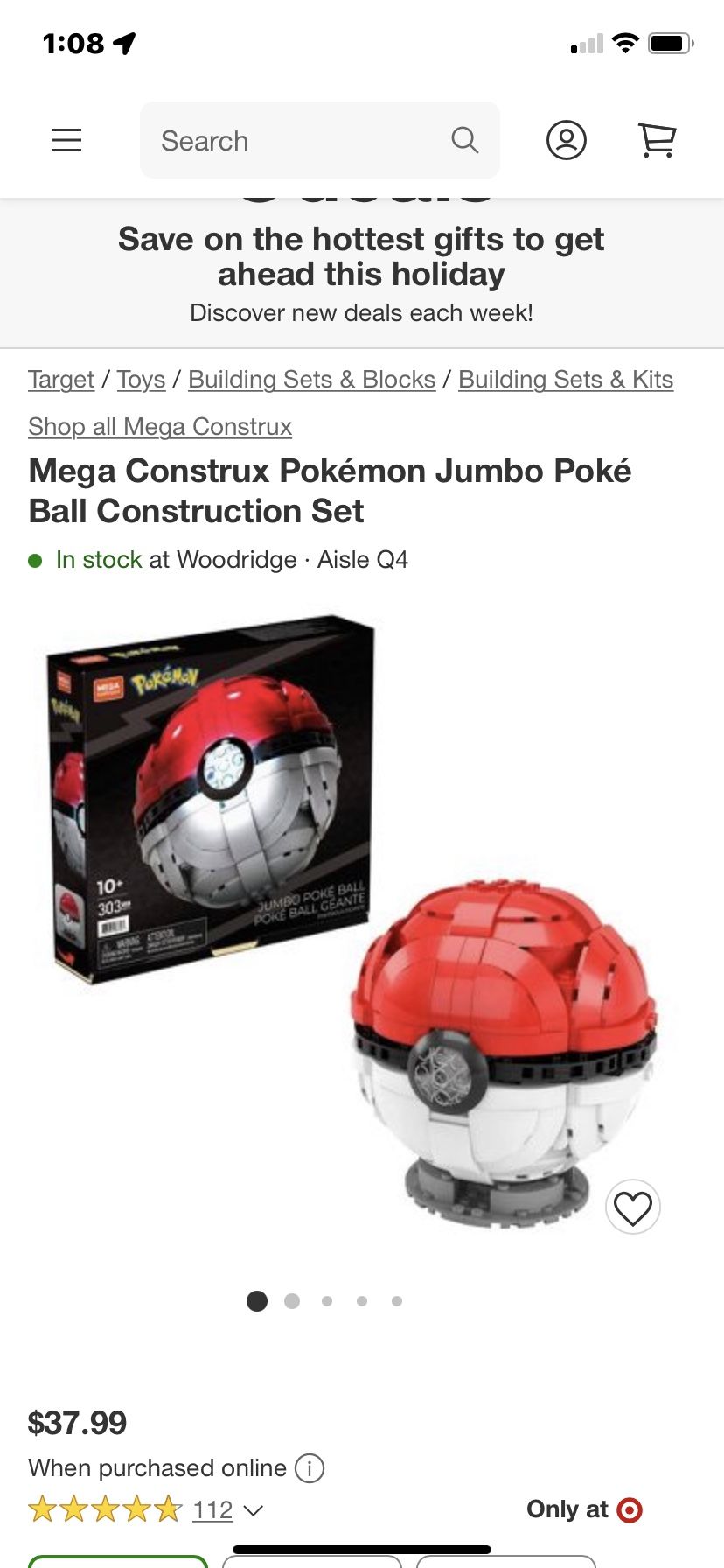 Mega Construx Pokemon Jumbo Poké Ball Construction Set