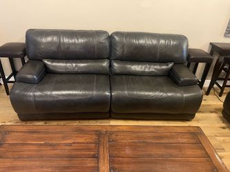 Pair of motorized reclining leather  sofas