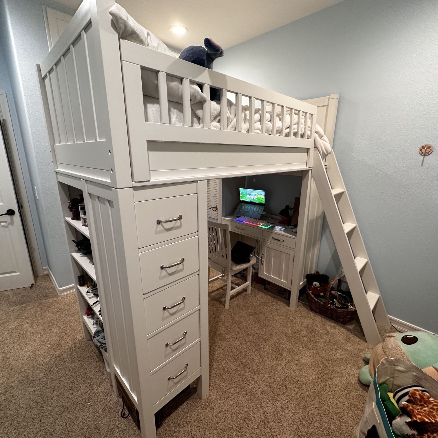 Pottery Barn Kids Camp Twin Bunk Bed + Desk