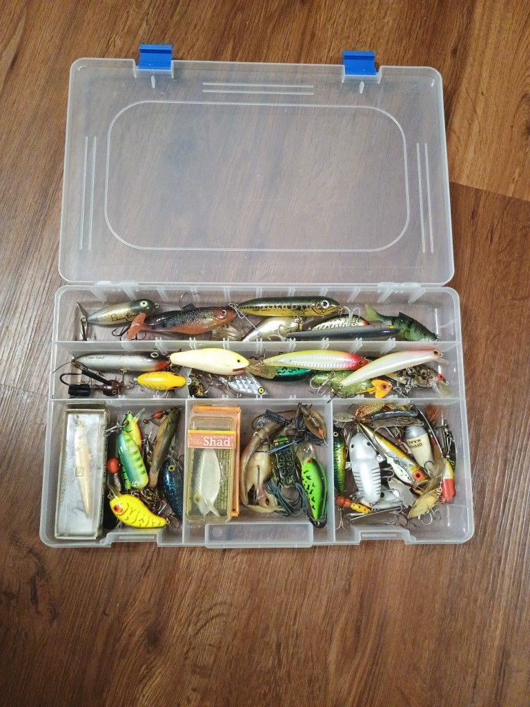 Fishing tackle box loaded Spinner Baits Crank Baits Etc