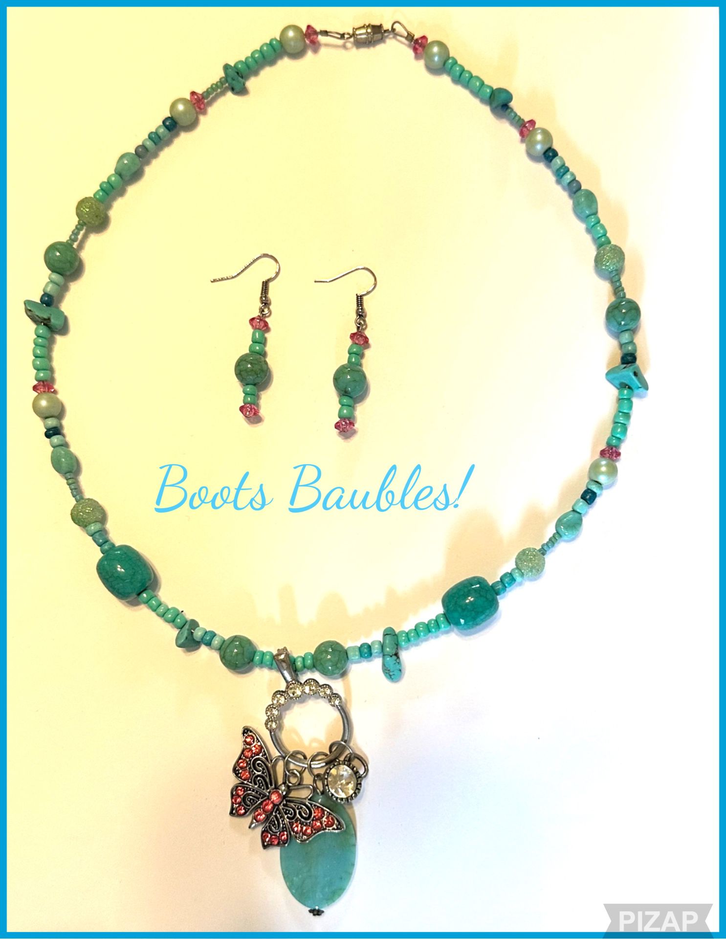Handcrafted beaded butterfly necklace set