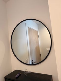 Large Round Wall Mirror Black Frame