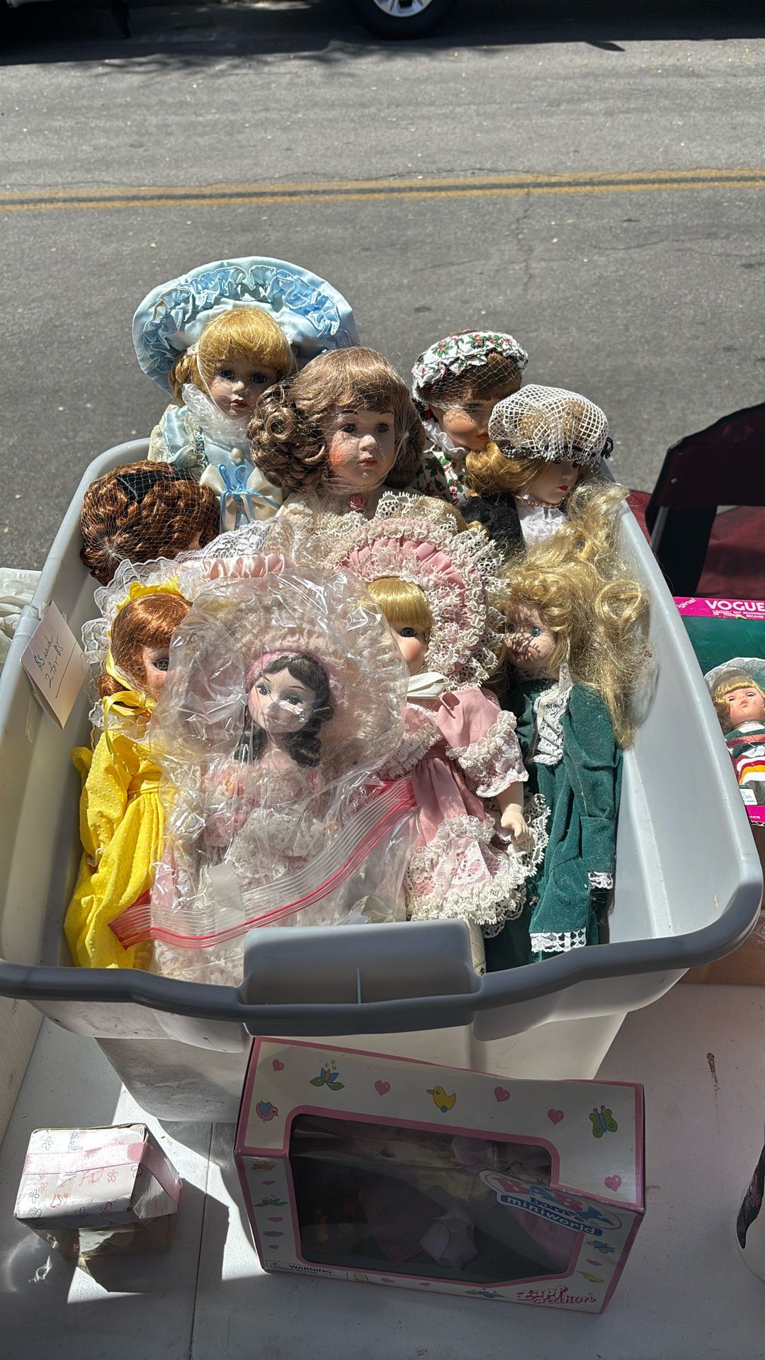 Bin Of Antique Dolls