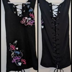 NEW WITHOUT TAGS SO CAL SIZE MEDIUM M LACE RIBBON CORSET TIE OPEN BACK TANK TOP TSHIRT SHIRT