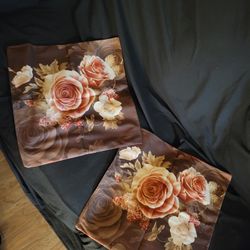 New Pillow  Cases Never Used Brown N Multicolor Pink /beige Brown