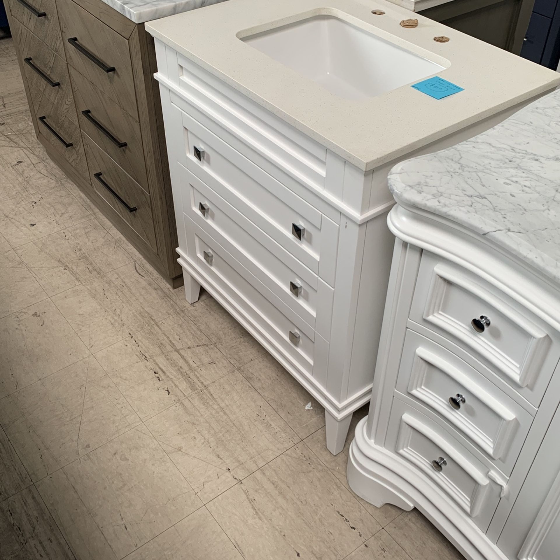 #1848 Eleanor 30 Inch White Quartz Bathroom Vanity