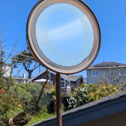antique illuminated makeup mirror / shaving mirror by irving w rice and co, ny
