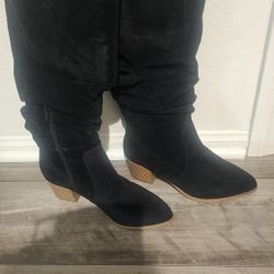 Womens Tall Block Heel Boots Wide Calf 7