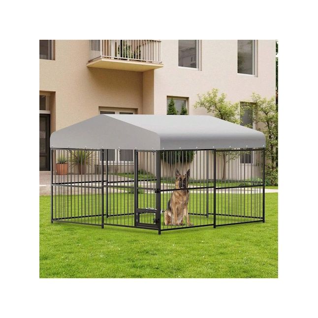 WhizMax Dog Kennel Outside Heavy Duty Outdoor Dog Cage House With Weatherproof Galvanized Iron Pet Playpen With Safety Locks UV and Water Resistant Fo