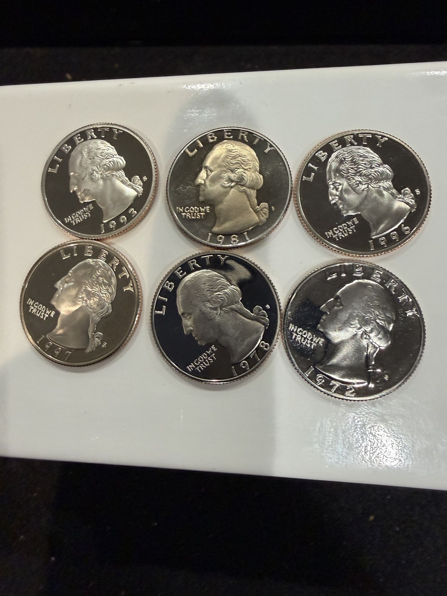 Lot Of 6 Gem Proof Washington Quarters From Various Years All Are Mint 248