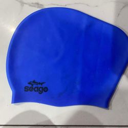 Seago Adult Blue Long Hair Silicone Swim Cap