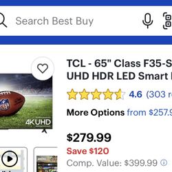 TCL - 65” 4K UHD HDR LED Smart TV 