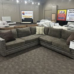 Grey Brown Sectional Couch