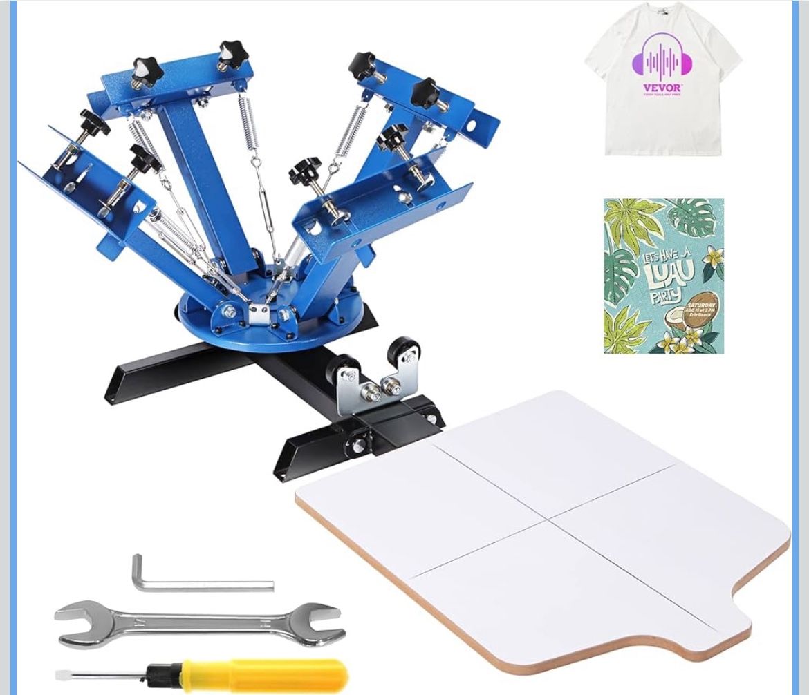 VEVOR Screen Printing Press 4 Color 1 Station Screen Printing Machine