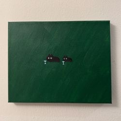Cats (with martinis) in grass (painting)
