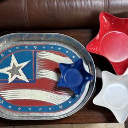 Metal Tray And Condiments Bowls