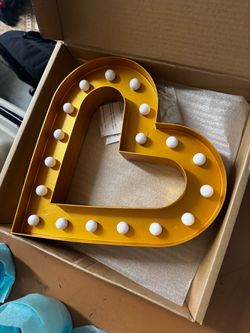 Yellow Marquee Heart LED Light Sign