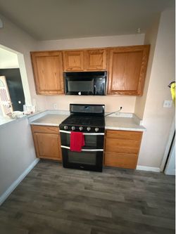 gas stove and microwave