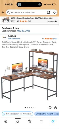 Brown L-Shaped Desk