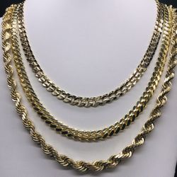 14K 8mm Miami Cuban, Curve Link, Diamond Cut Rope Chain , Brand New