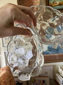 Vintage 5” Crystal grapes small charcuterie fruit serving clear dishes set of 2