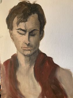 VTG Oil Painting Male Portrait c. 1960 unframed unsigned