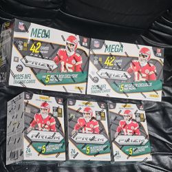 2025 Prizm Football Cards! 2 Mega Box! 3 Blaster Box! 5 Box Lot! New Factory Sealed!