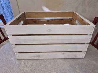 White Wood Crate with Handles