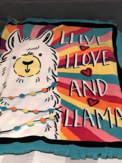 48” fleece fringed blanket “Llive Llove And Llama”