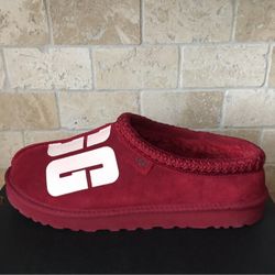 NEW UGG MENS TASMAN CHOPD LOGO RIBBON RED SLIPPER SHOES/ SIZE 11