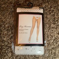 Leg Avenue rhinestone fishnet stockings, color white, One Size