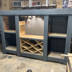 Wine Rack/Entertainment Center Handcrafted with the recessed lighting