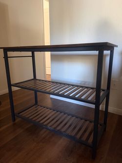 Industrial Console Table with Two Shelves