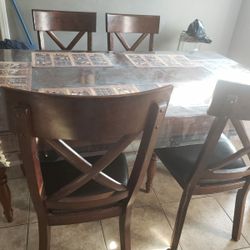 Wood Dining table with 6 chairs