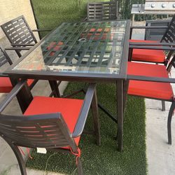 Patio,Outdoor Dining set,Barstool.Table,Chairs With Cushios.