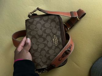 Coach Monogram Crossbody Bag w Orange Strap