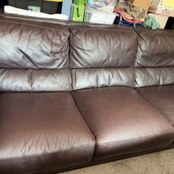Italian Leather Sofa.   Chocolate 