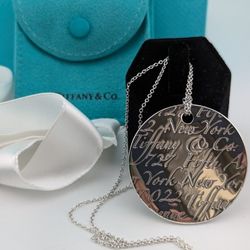 ✨Tiffany & Co 727 Fifth Ave New York "Notes" Round Pendant Necklace 🤍✨