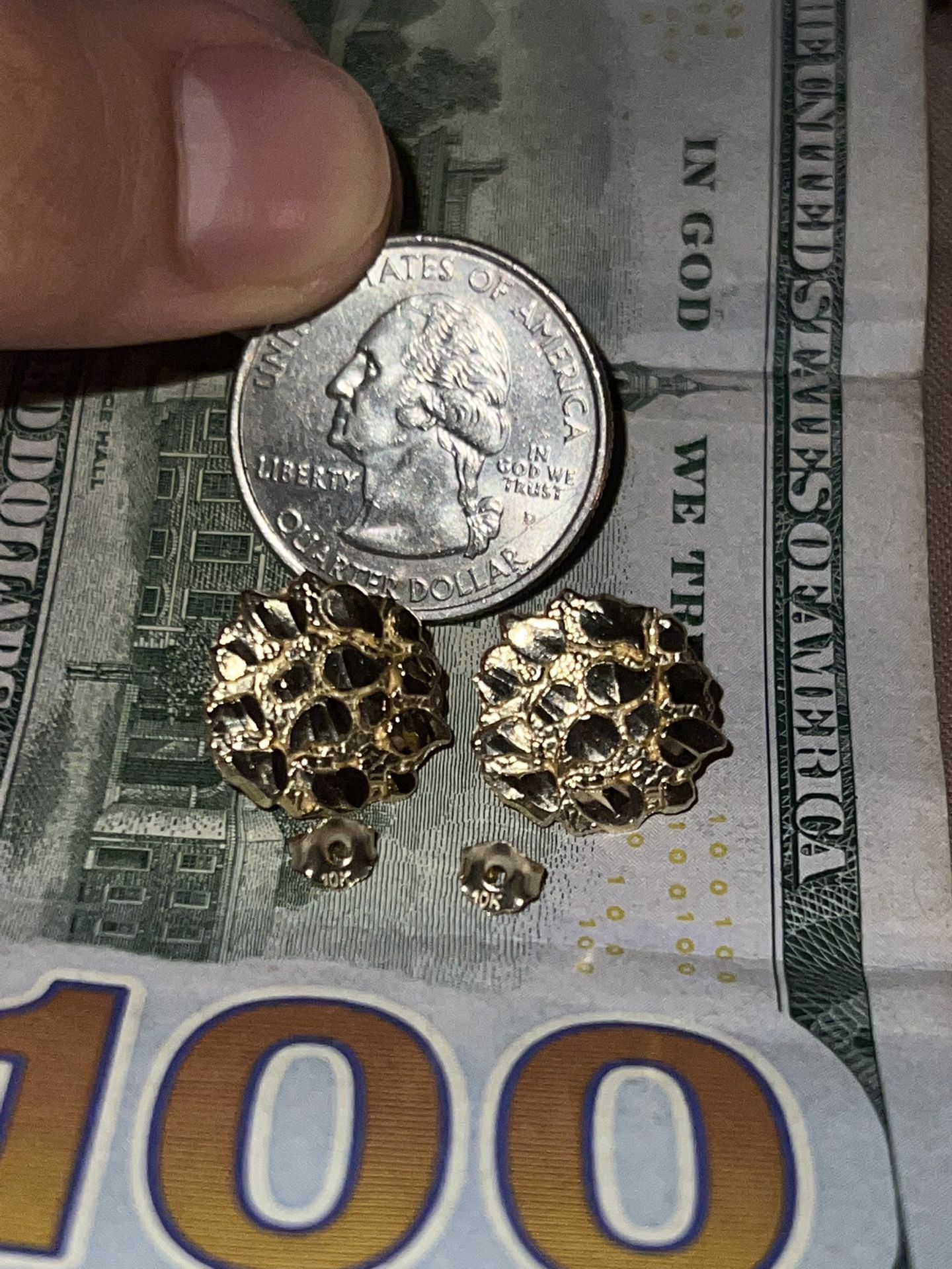 10k Large Nugget Earrings