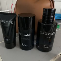 Dior Sauvage Parfum 3 Piece USED with Bag